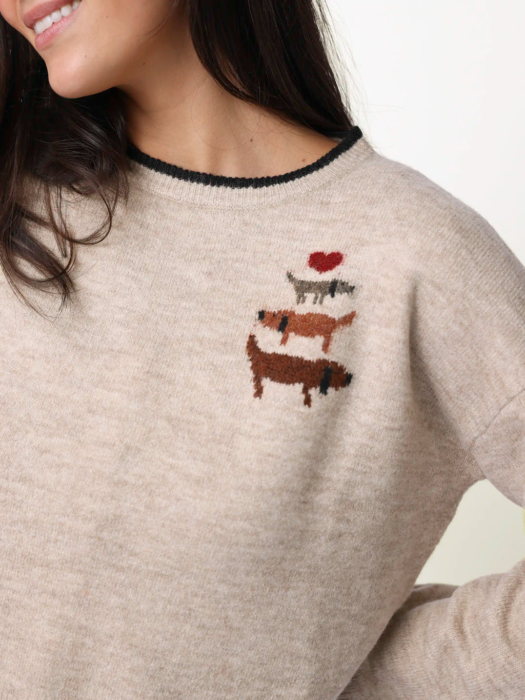 Intarsia Icon Sweater - Cream Dog