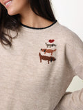 Intarsia Icon Sweater - Cream Dog