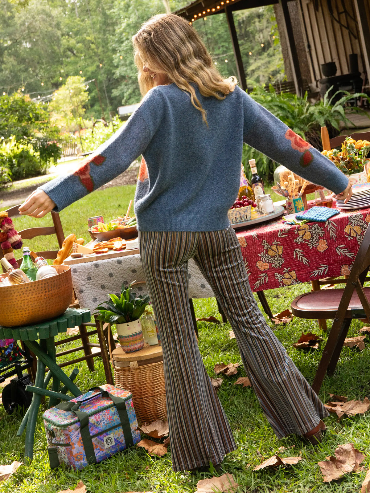 Rosie Reversible Jacquard Sweater - Denim Rose