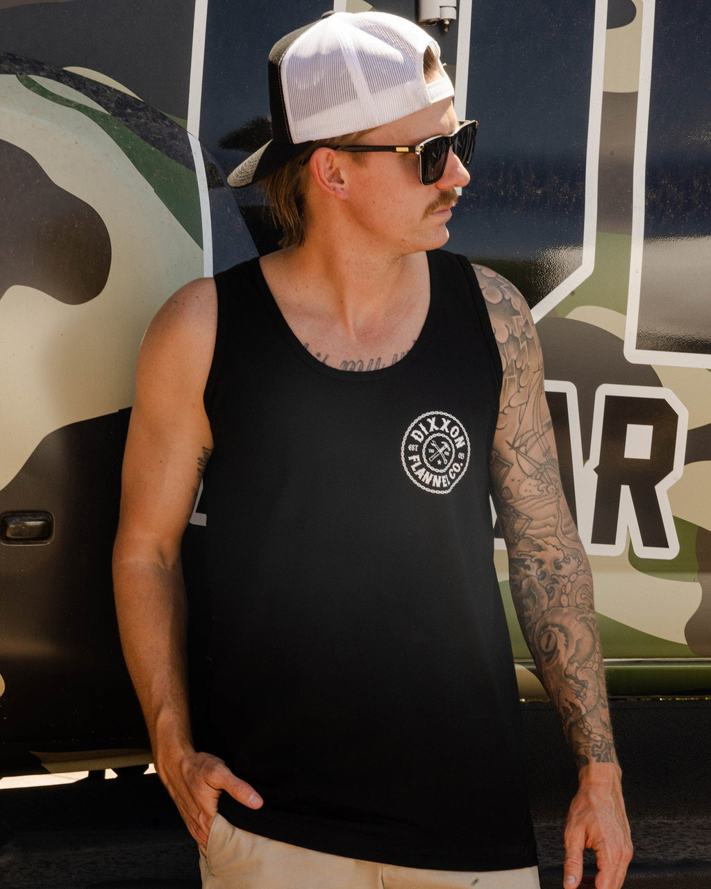 White Corpo Chain Badge Tank - Black