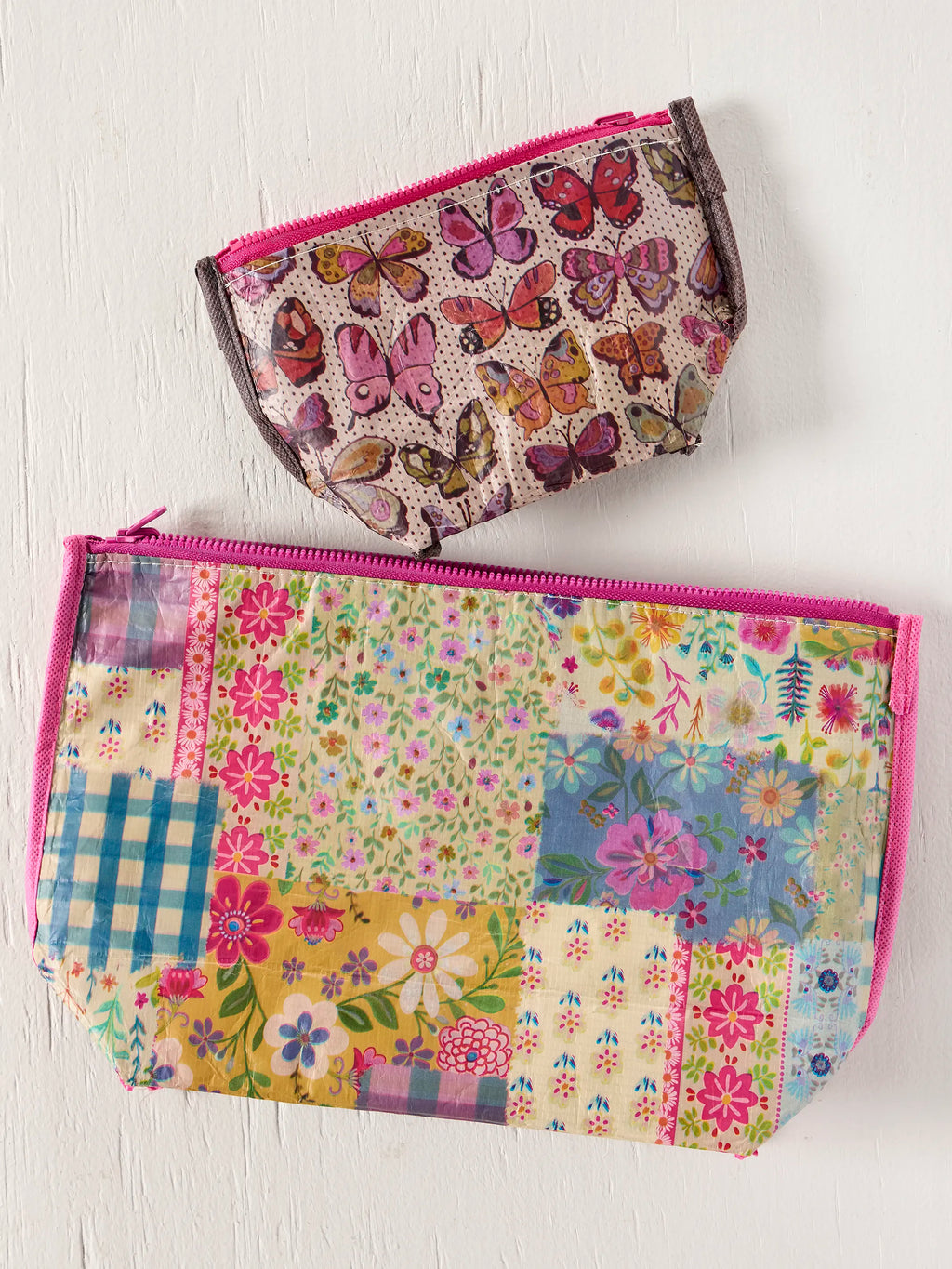 Recycled Reversible Zipper Pouches, Set of 2 - Pets