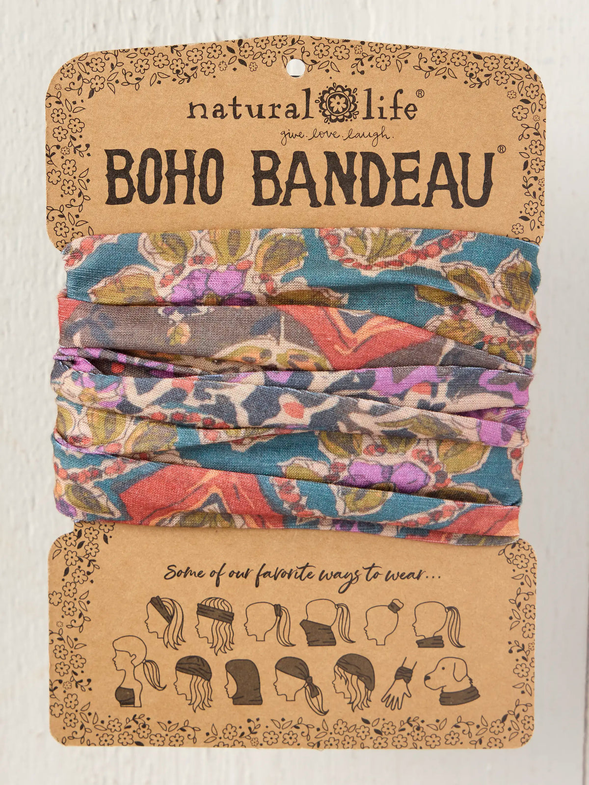 Full Boho Bandeau® Headband - Brown Tuscany Border