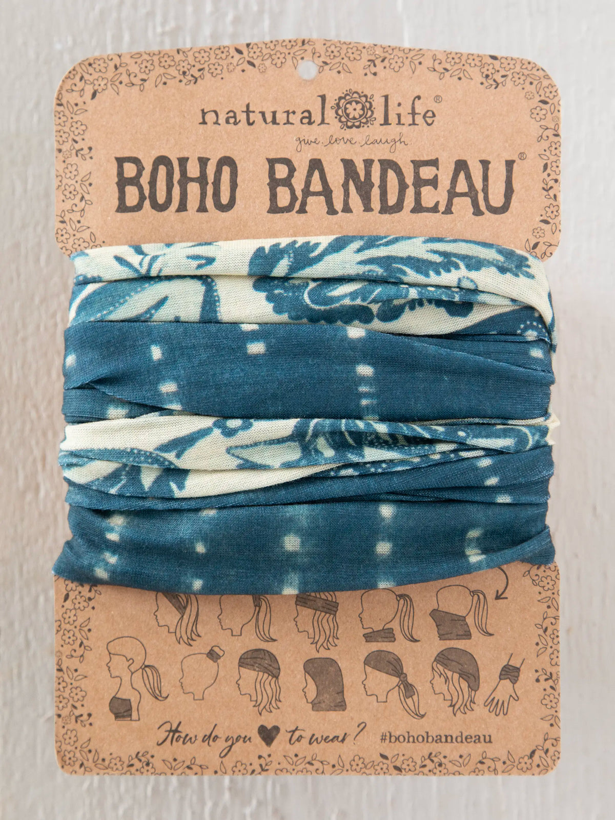 Full Boho Bandeau® Headband - Shibori Stripe Indigo