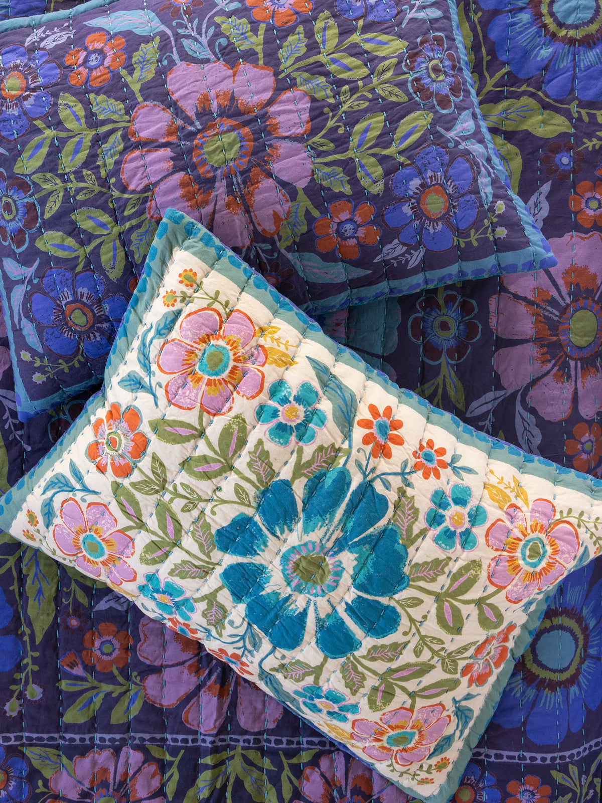 Bungalow Reversible Cotton Shams, Set of 2 - Flower Spell Bandana