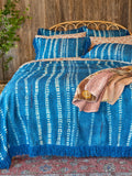 Boho Fringe Bedspread - Shibori Stamps Indigo