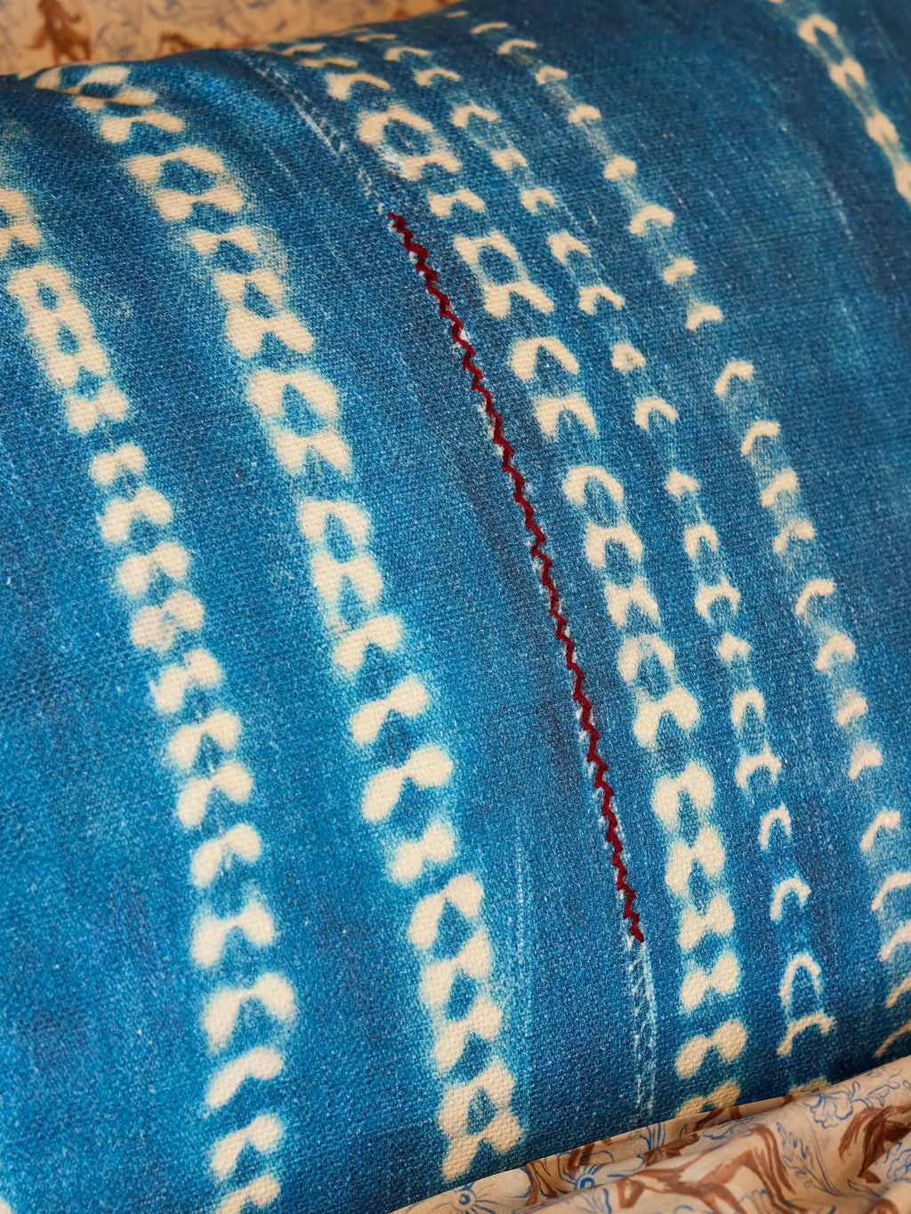 Boho Fringe Bedspread - Shibori Stamps Indigo