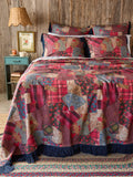 Boho Fringe Bedspread - Aspen Patchwork Burgundy