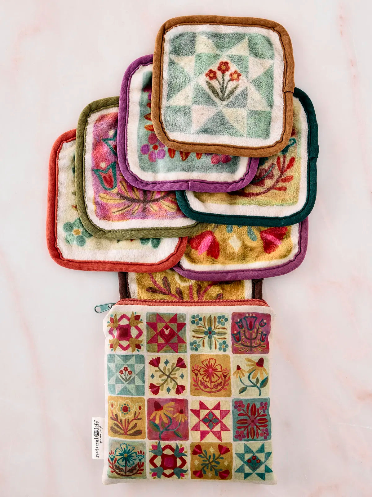 Makeup Removing Cloths Set - Folk Quilt Patchwork Cream