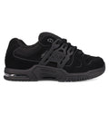 The Men's AT-2 Shoes by DC Shoes feature a black skate design with dark gray accents, mesh and suede uppers, a thick padded tongue, chunky sole, DC logo on the side, and AEROTECH branding to showcase its breathable AEROTECH ventilation system.