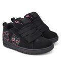 Step out in style with the Kids’ Court Graffik Day Of The Dead sneakers by DC Shoes—black kicks featuring thick black laces, vibrant sugar skull and floral artwork along the sides, plus lively pink accents on the tongue and upper. Part of DC Shoes’ Day of the Dead Collection, these shoes are a festive tribute to Día de los Muertos with their eye-catching details.