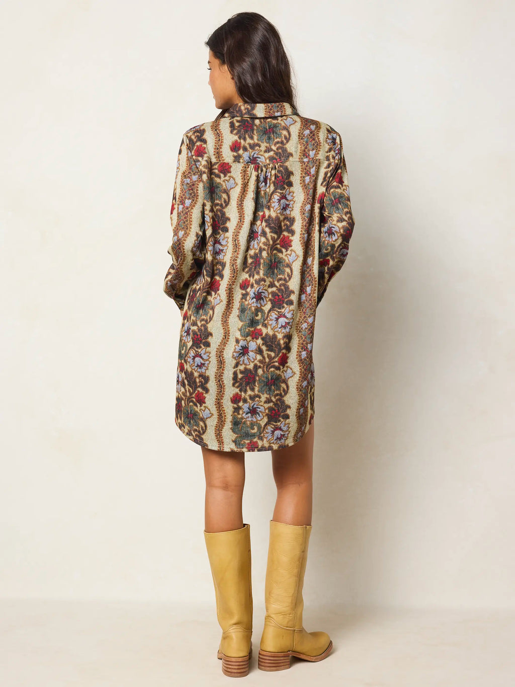 Rocky Sweater Knit Mini Dress - Brocade Tapestry Cream