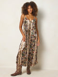 Gracie Velvet Slip Maxi Dress - Brocade Tapestry Cream