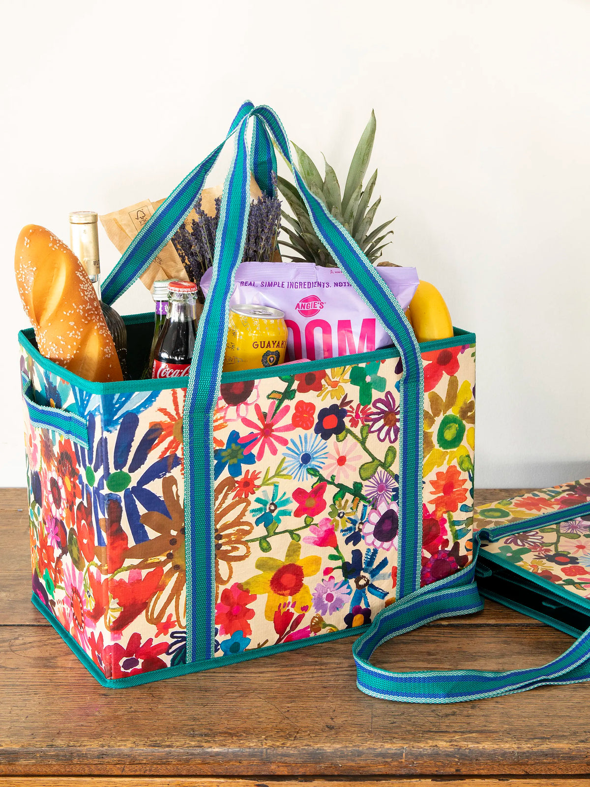 Heavy Duty Grocery & Go Bags, Set of 2 - Bright Floral Garden