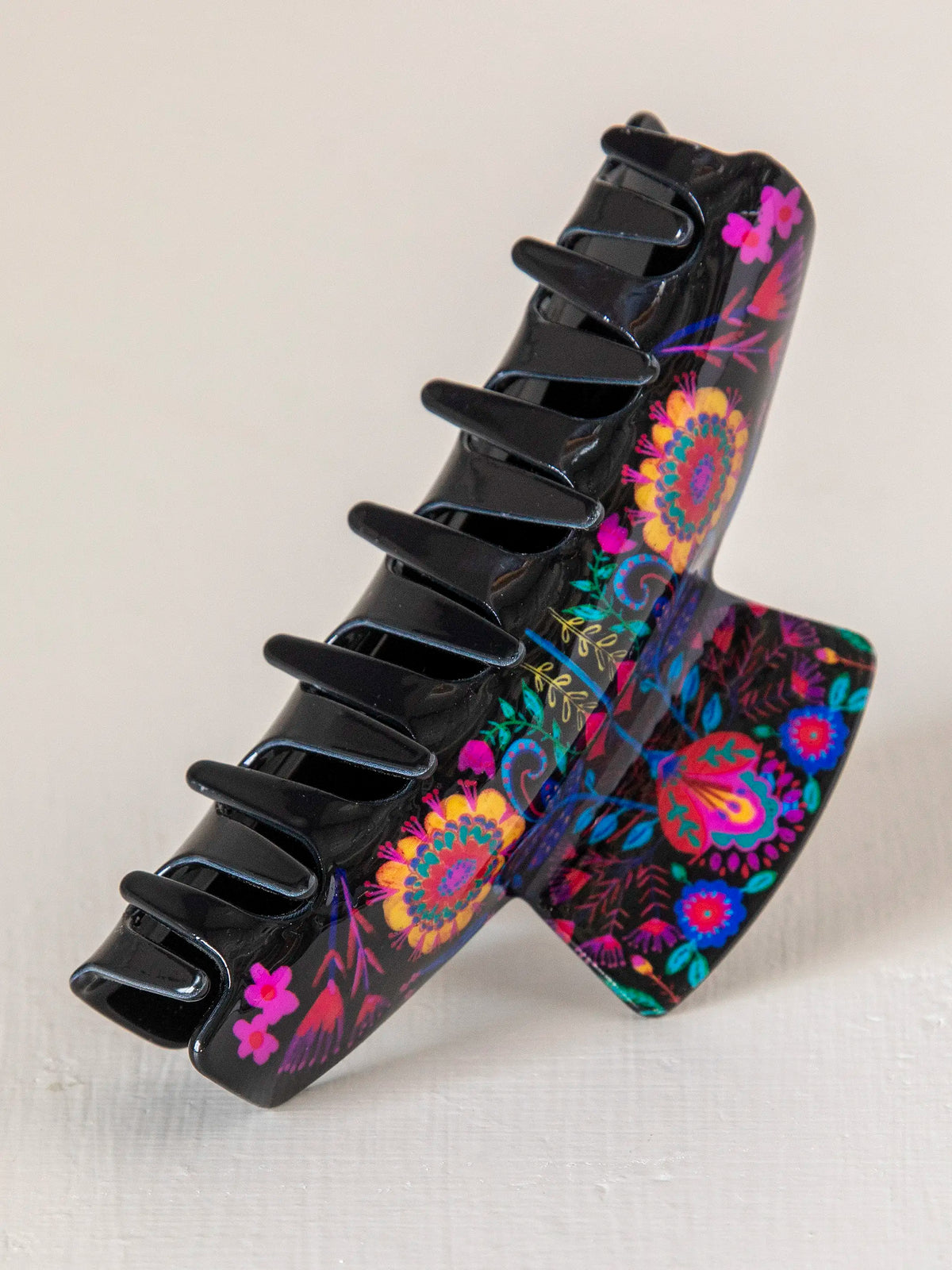 Everyday Hair Claw - Black Folk Flower