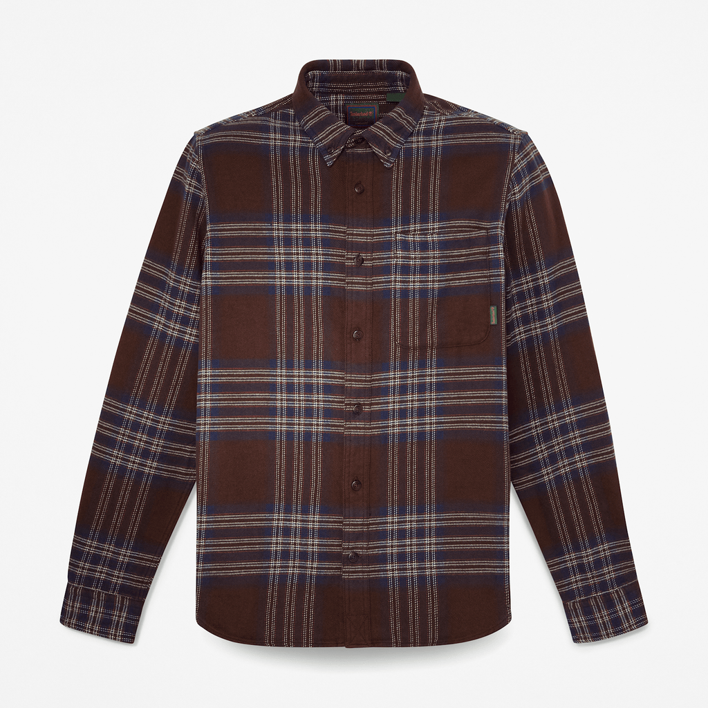 Indigo Check Regular Shirt TBL Chicory Coffee Brown HERO