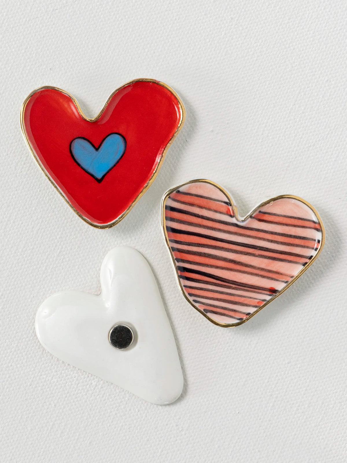 Stoneware Heart Magnets, Set of 3