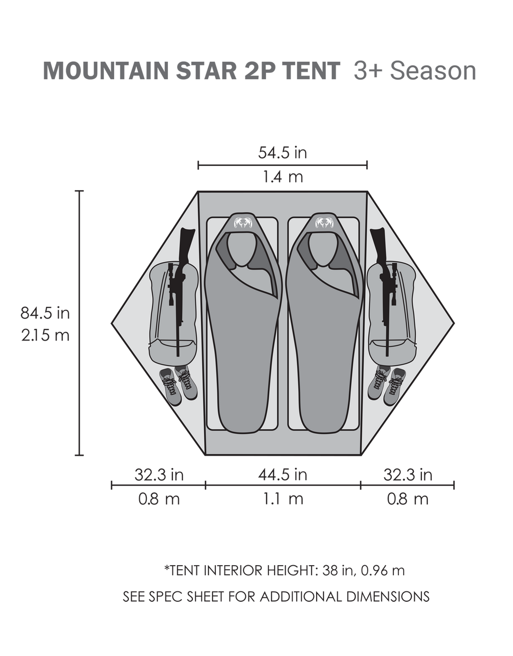 Mountain Star 2 Person Tent Set | Gunmetal-Camel