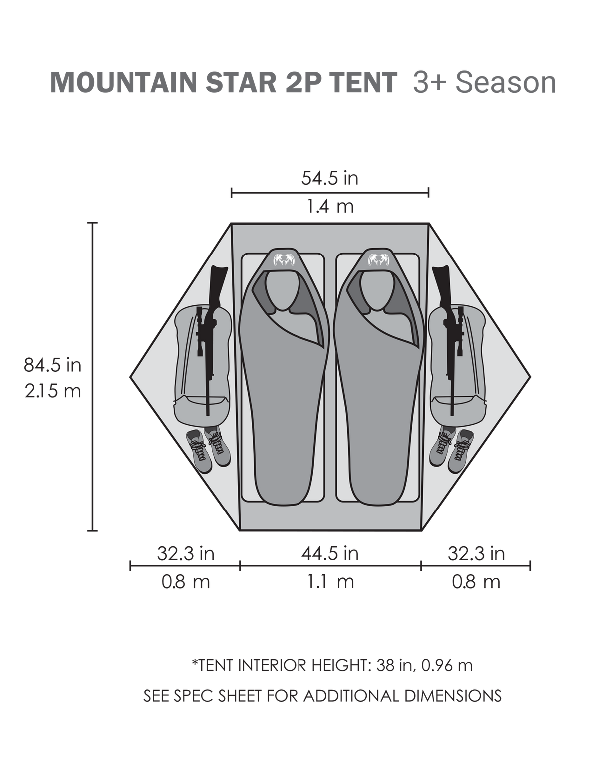 Mountain Star 2 Person Tent Set | Gunmetal-Camel