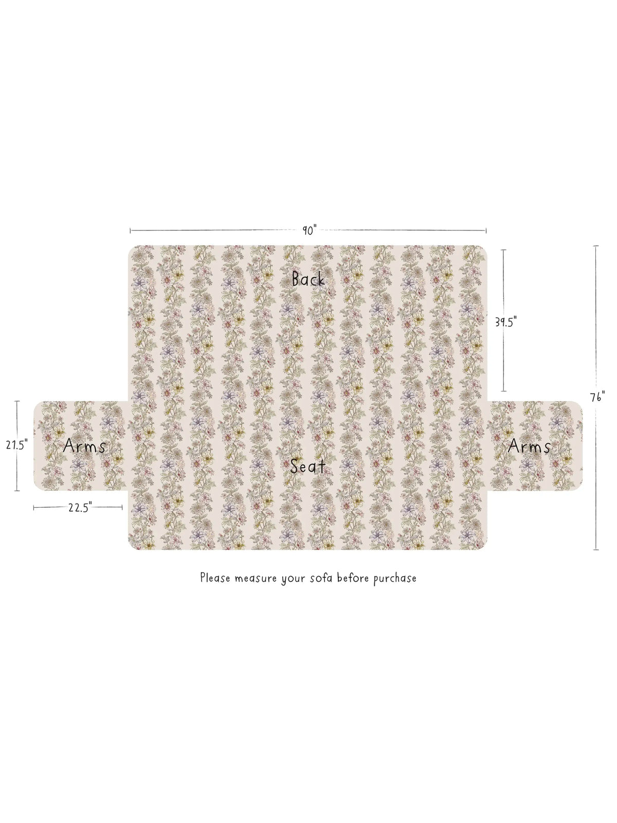 Mom's Favorite Sofa Cover - Ivory Dahlia Rows