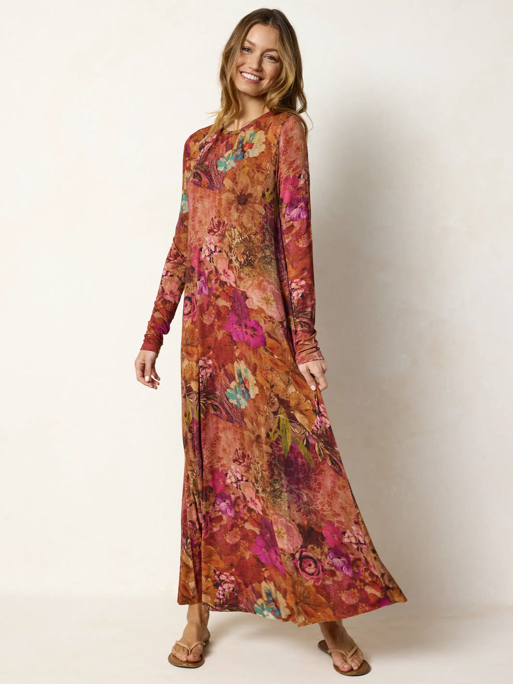 Stevie "ButterSoft" Knit Maxi Dress - Electric Garden Autumn