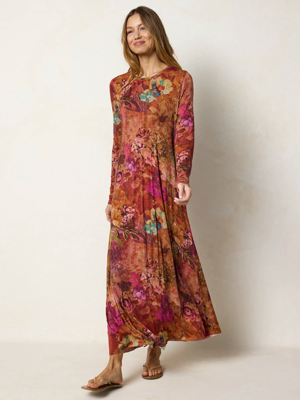 Stevie "ButterSoft" Knit Maxi Dress - Electric Garden Autumn