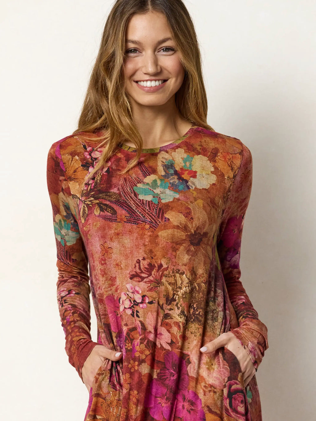 Stevie "ButterSoft" Knit Maxi Dress - Electric Garden Autumn