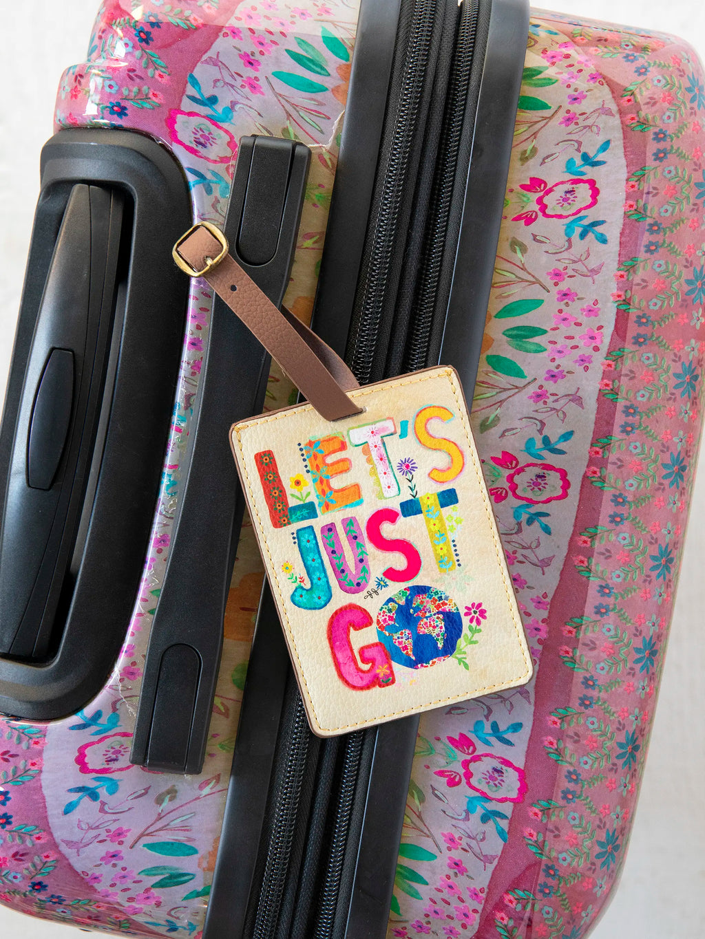 Travel Happy Luggage Tag - Let's Just Go