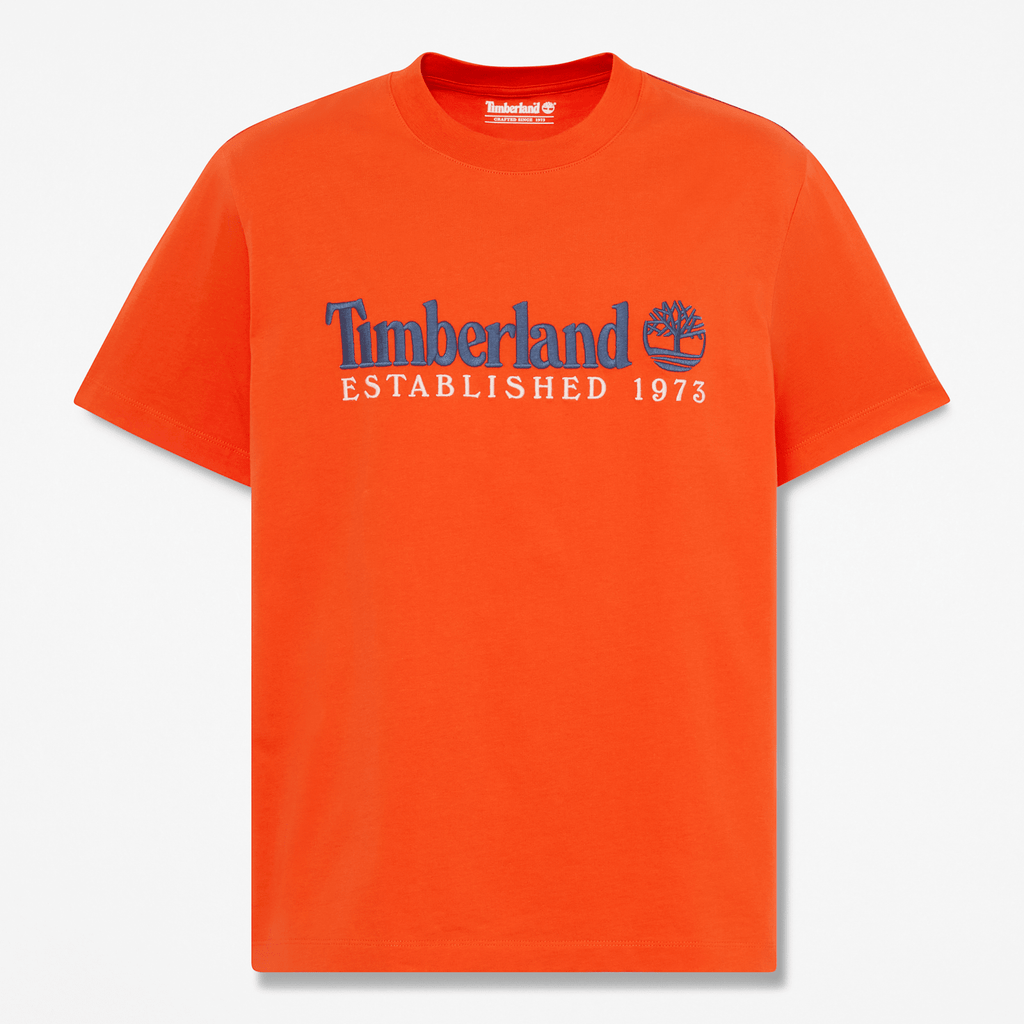 Mens Established 1973 Embroidered ShortSleeve TShirt TBL Tangerine Tango HERO