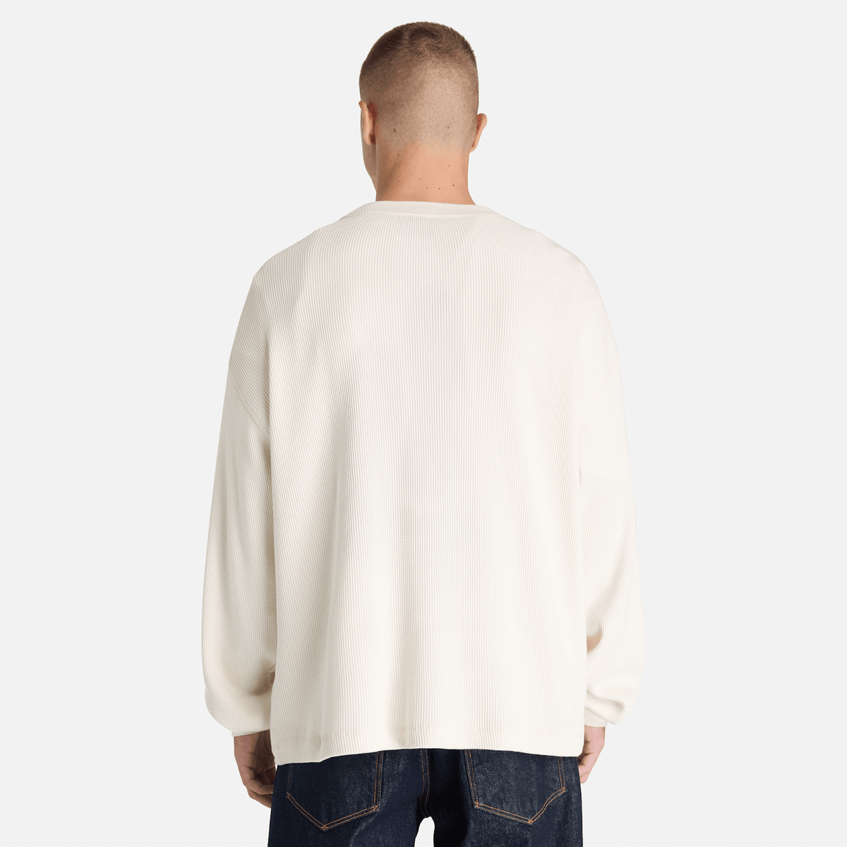 Mens Heavyweight LongSleeve Waffle TShirt TBL Vintage White ALT8