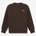 Mens Leather Patch Crew Sweatshirt TBL Dark Brown HERO
