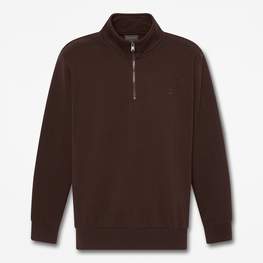 Mens Oyster River QuarterZip Sweatshirt TBL Dark Brown HERO