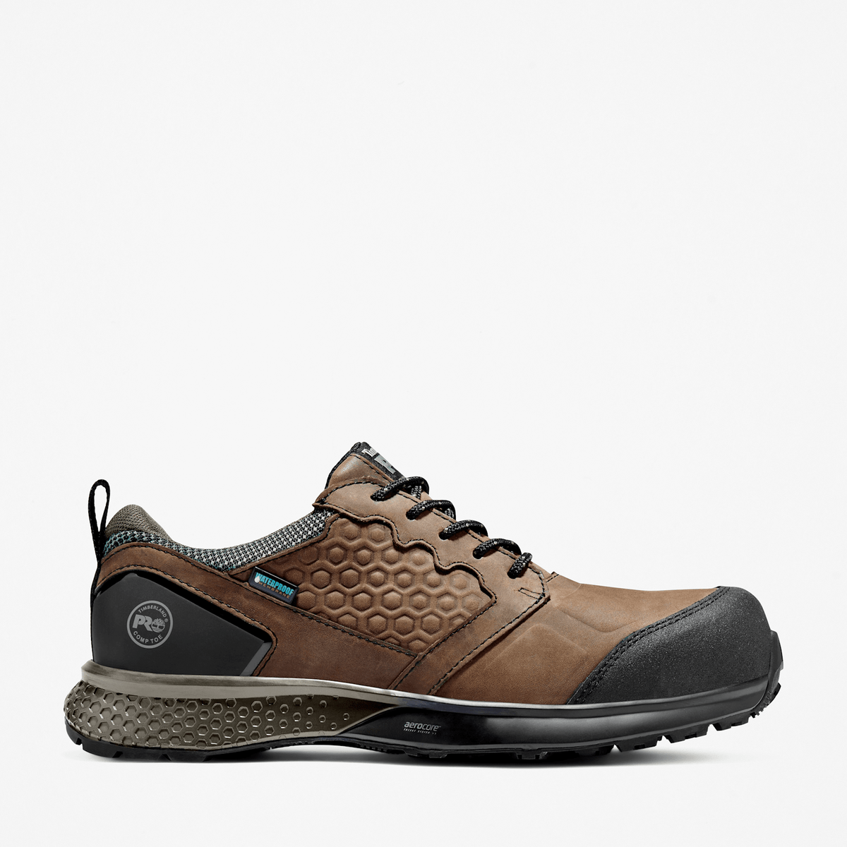 Mens Reaxion Composite Toe Waterproof Work Sneaker TBL BrownGreen HERO