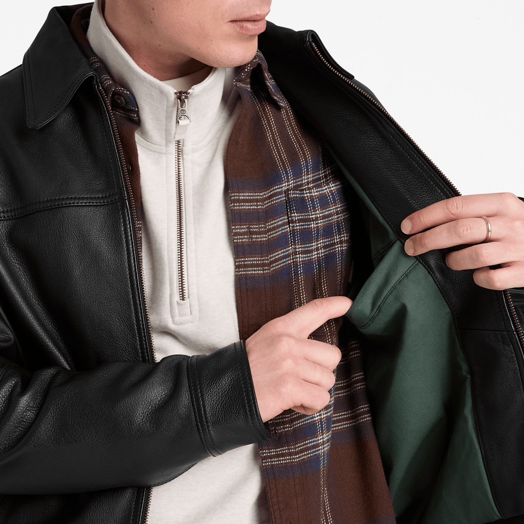 Mens Stratham Leather Bomber TBL Black ALT3