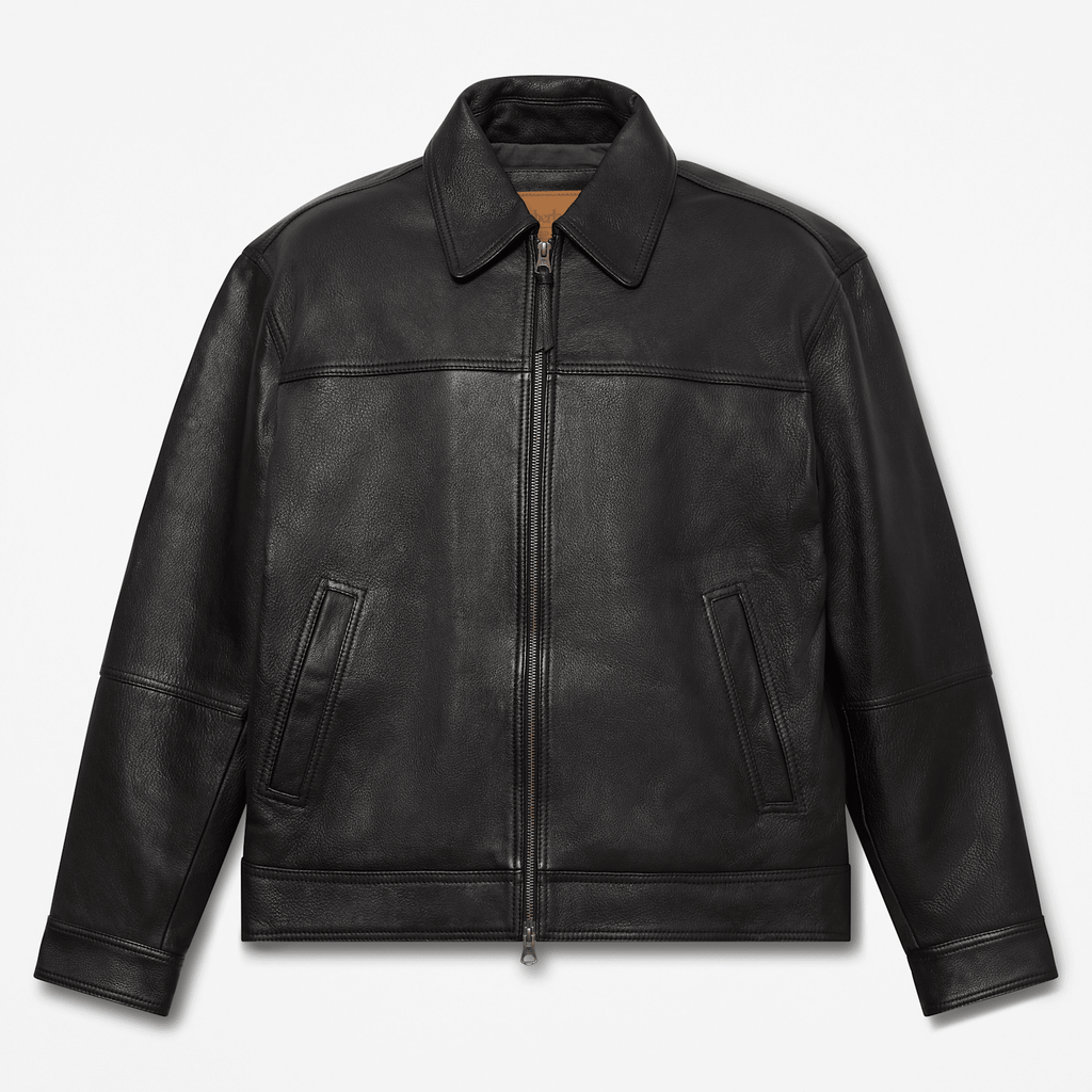 Mens Stratham Leather Bomber TBL Black HERO