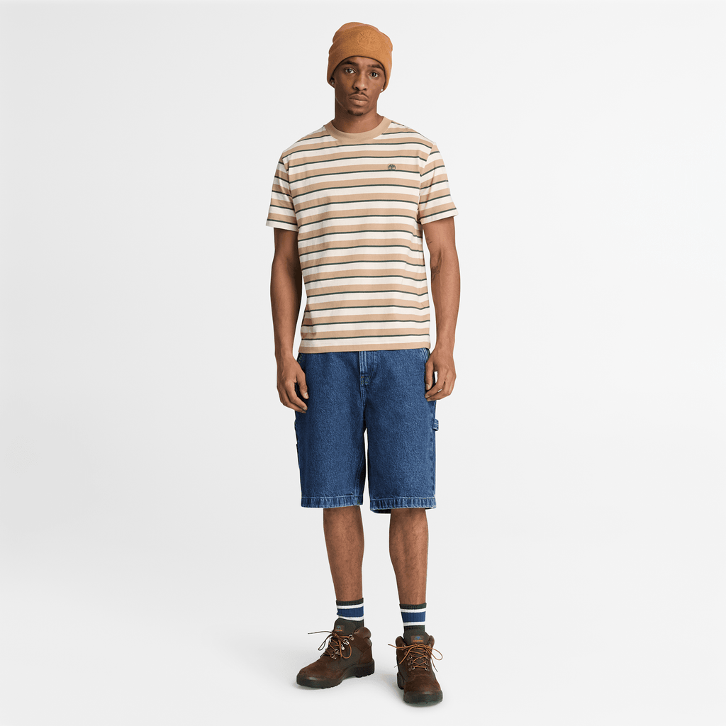 Mens Stripe ShortSleeve TShirt TBL Earth Brown ALT2