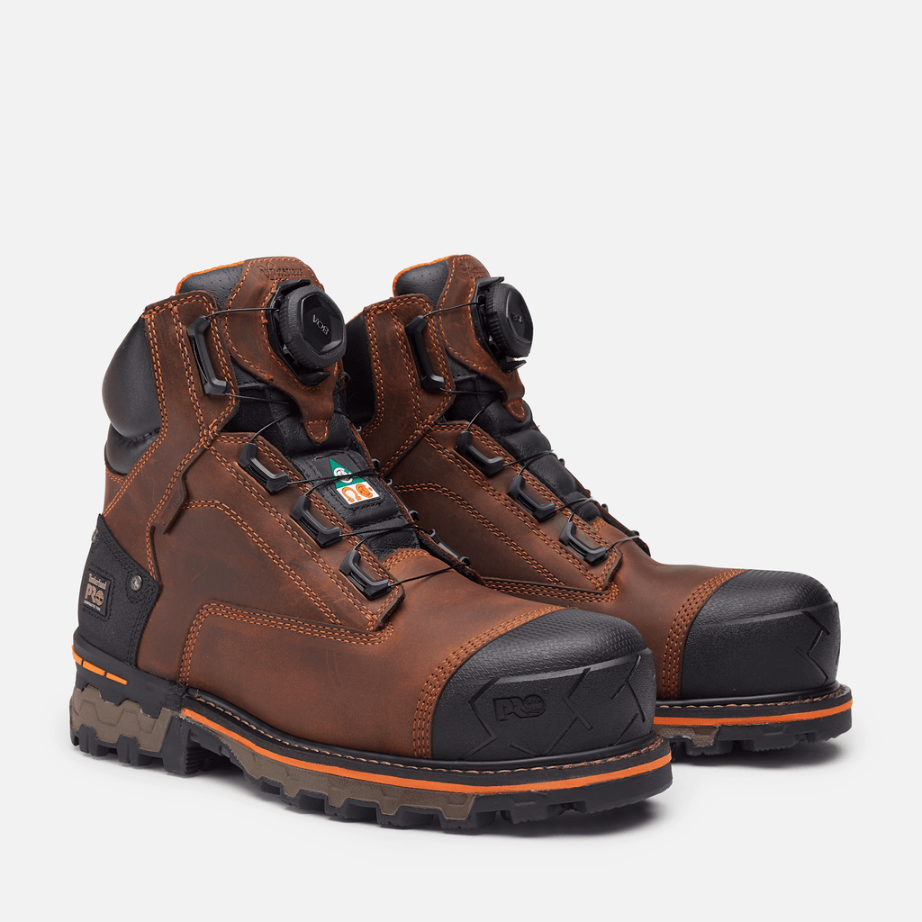 Mens Timberland PRO BOA Boondock 6 Composite Toe Work Boot TBL Medium Brown FullGrain ALT4