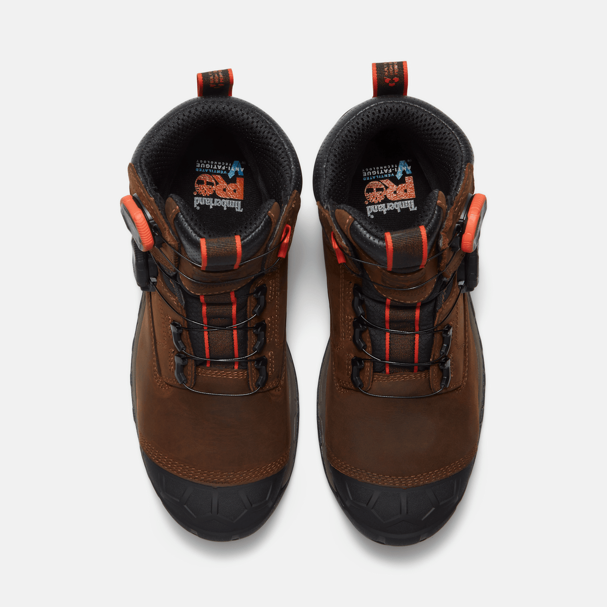 Mens Timberland PRO Boondock Ultralight 6 CompositeToe Work Boot with BOA Fit System TBL Brown FullGrainOrange ALT2