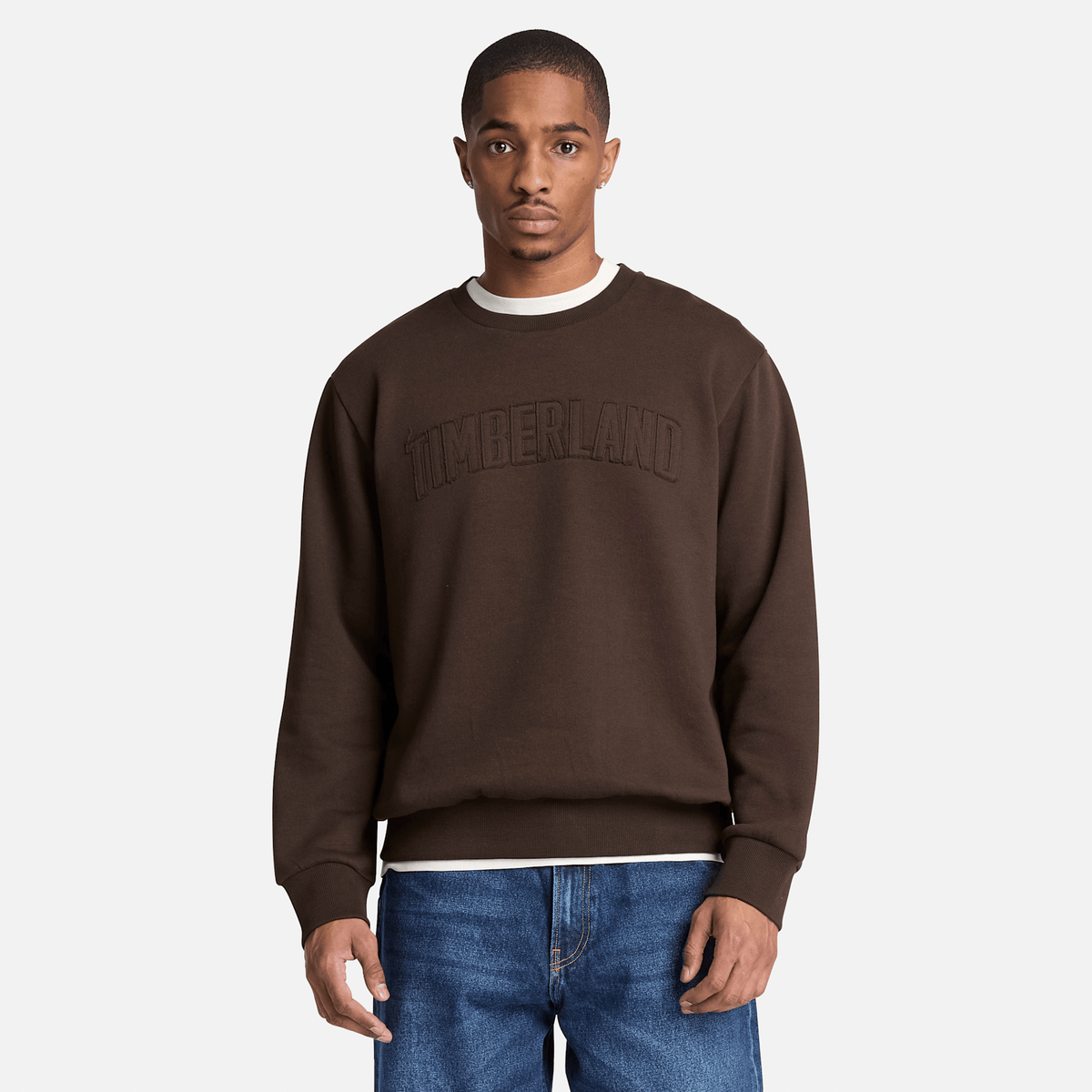 Mens Wareham Logo Patch Crew Sweatshirt TBL Dark Brown ALT1