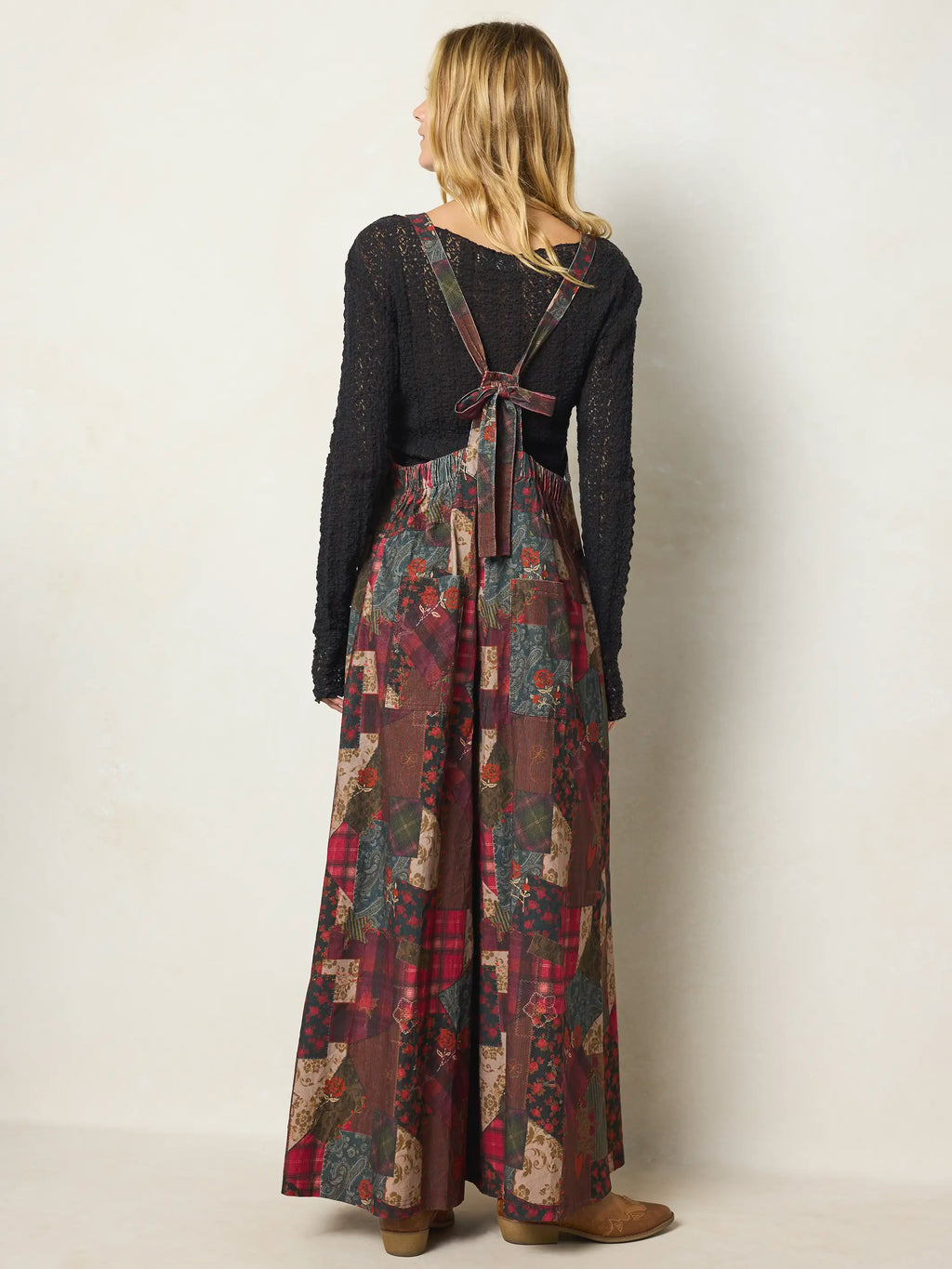 Dakota Cotton Corduroy Tie Overall - Aspen Patchwork Burgundy
