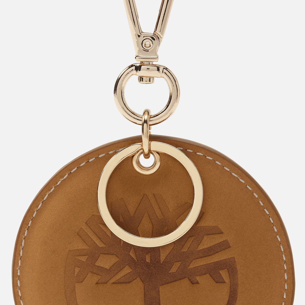 Round 2Sided Leather Key Ring TBL Wheat ALT2