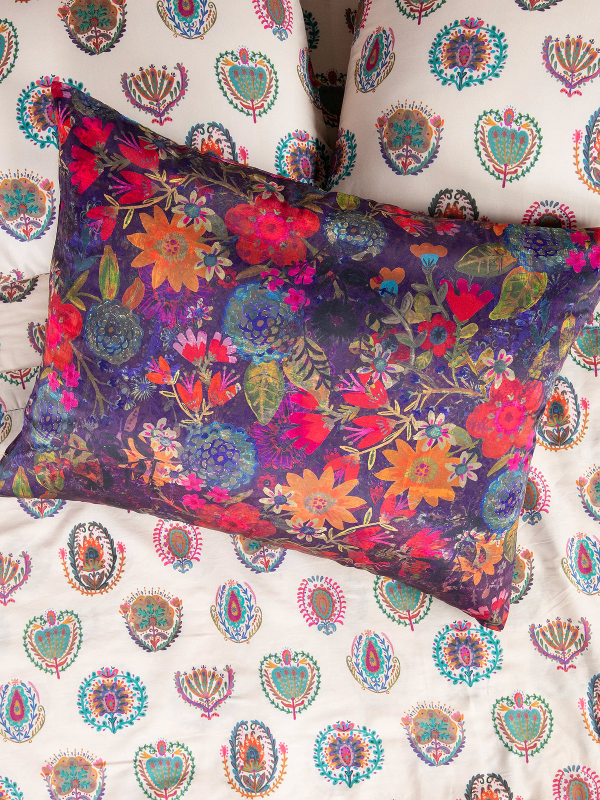 Satin Pillowcase - Dark Floral Garden