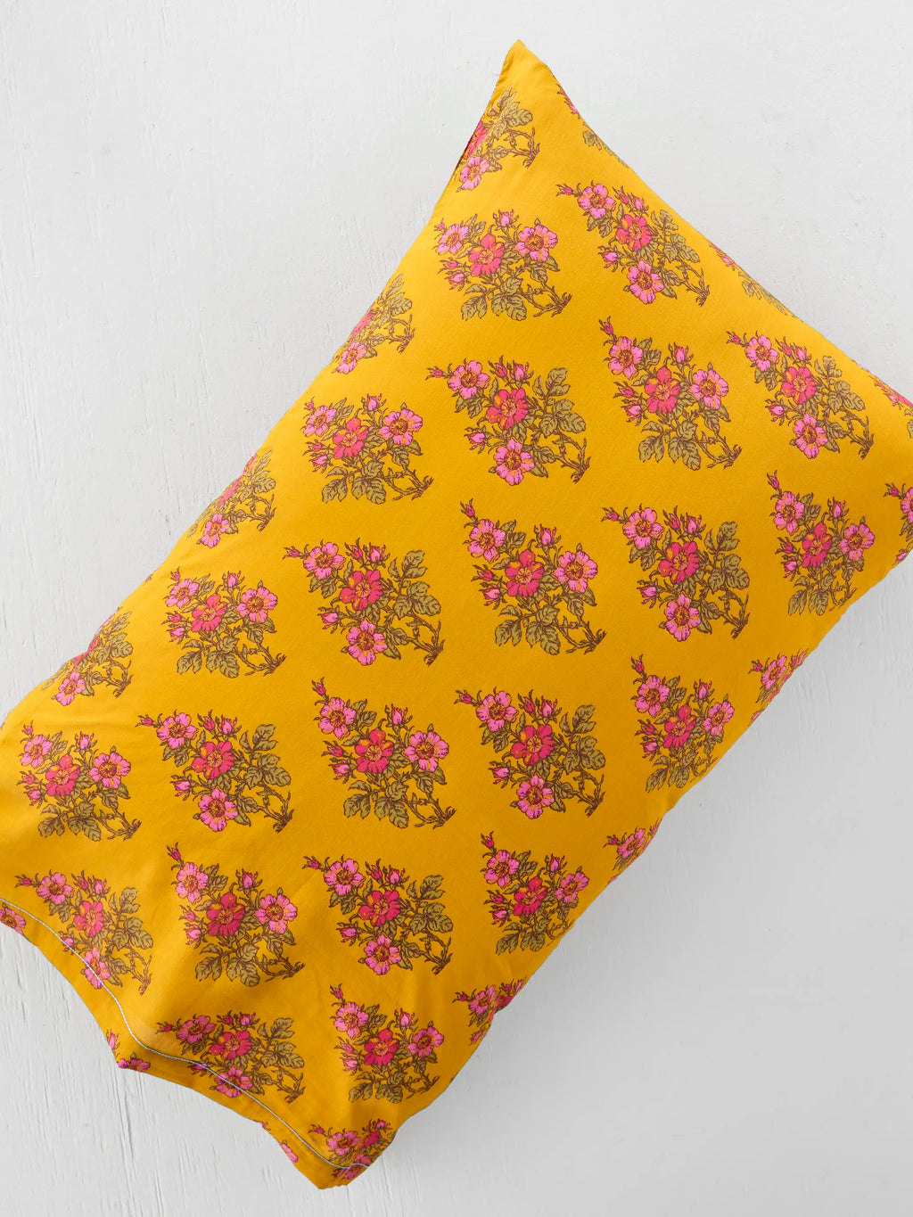 Mix & Match Cotton Pillowcase, Single - Garden Block Stamp Gold