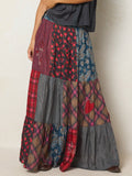 Chey Embellished Maxi Skirt - Aspen Patchwork Burgundy