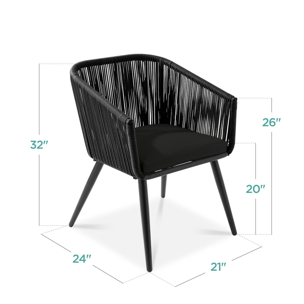 Set of 2 Outdoor Woven Wicker Patio Dining Chairs, 250lb Capacity