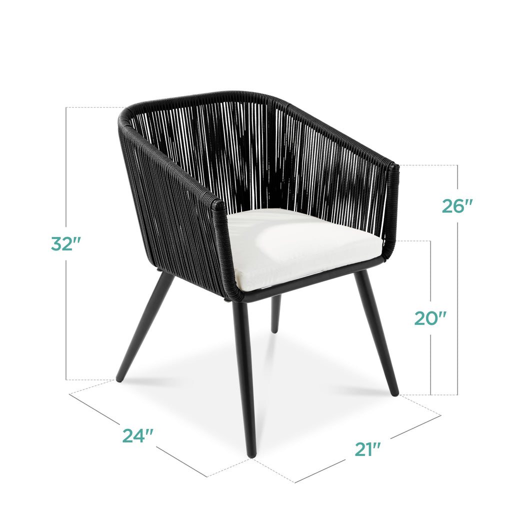 Set of 2 Outdoor Woven Wicker Patio Dining Chairs, 250lb Capacity