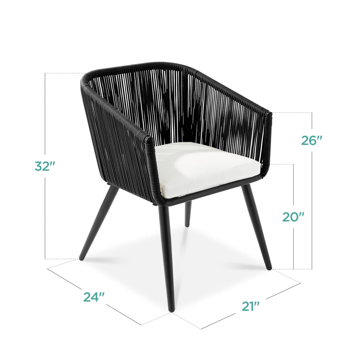 Set of 2 Outdoor Woven Wicker Patio Dining Chairs, 250lb Capacity