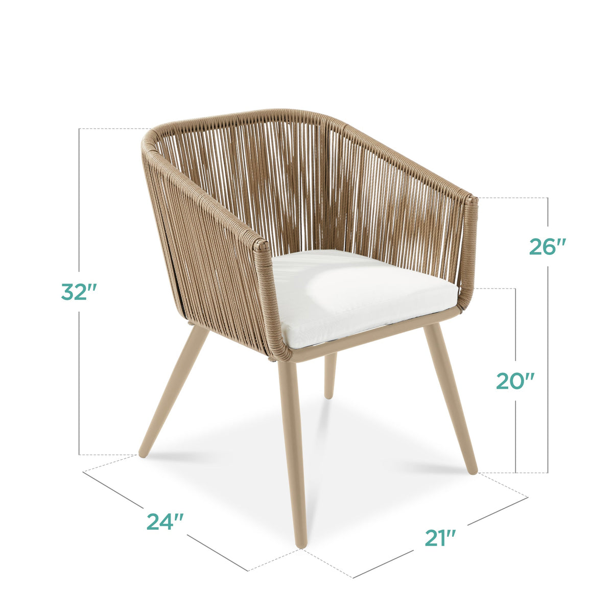 Set of 2 Outdoor Woven Wicker Patio Dining Chairs, 250lb Capacity