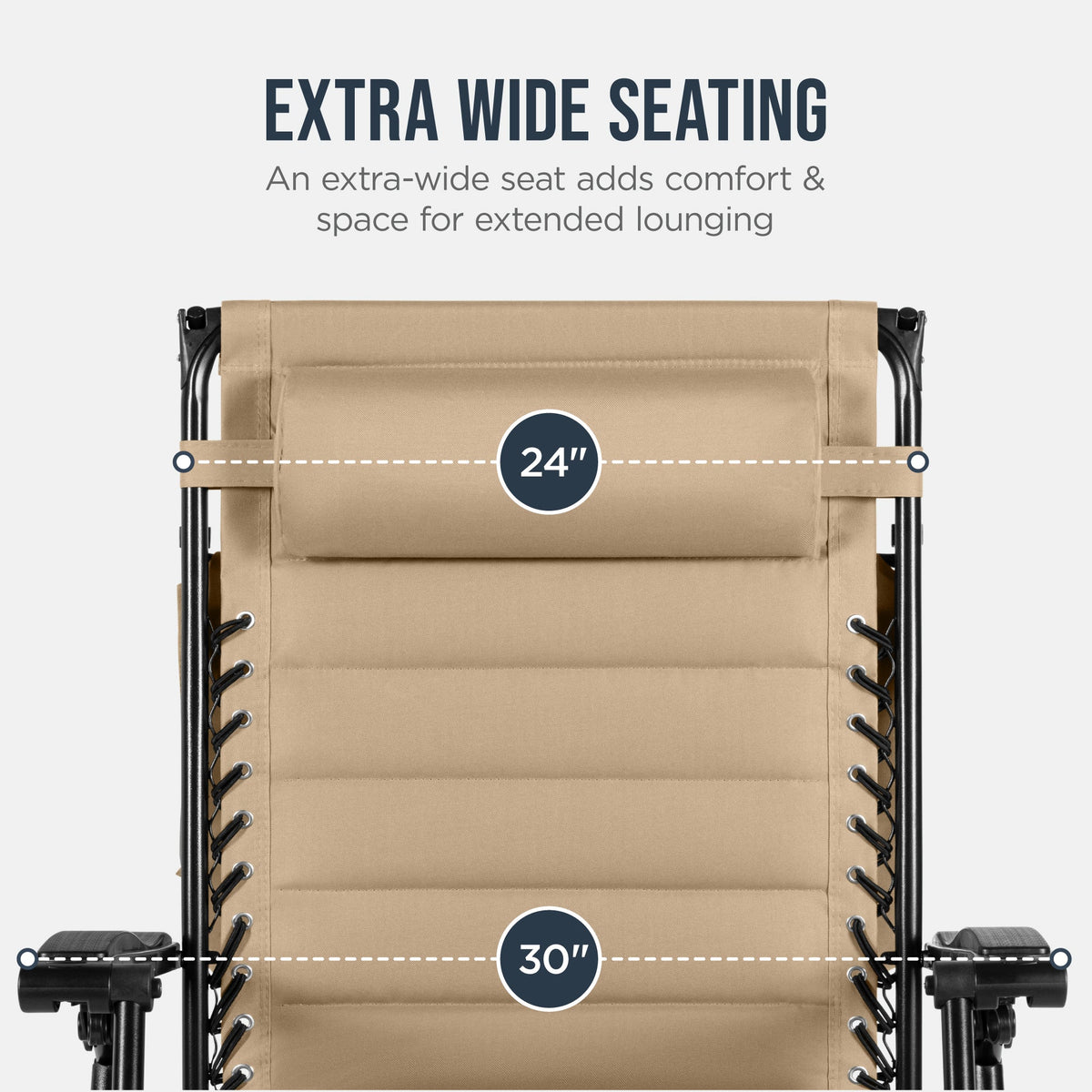 Oversized Padded Zero Gravity Chair w/ Canopy Headrest Cup Holder Side Tray