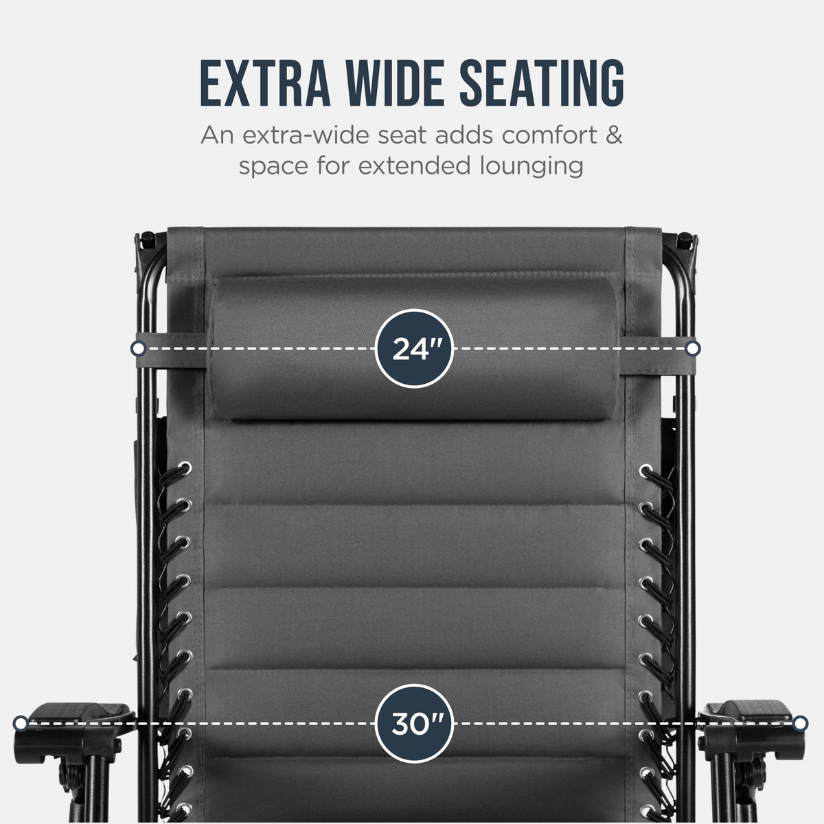 Oversized Padded Zero Gravity Chair w/ Canopy Headrest Cup Holder Side Tray