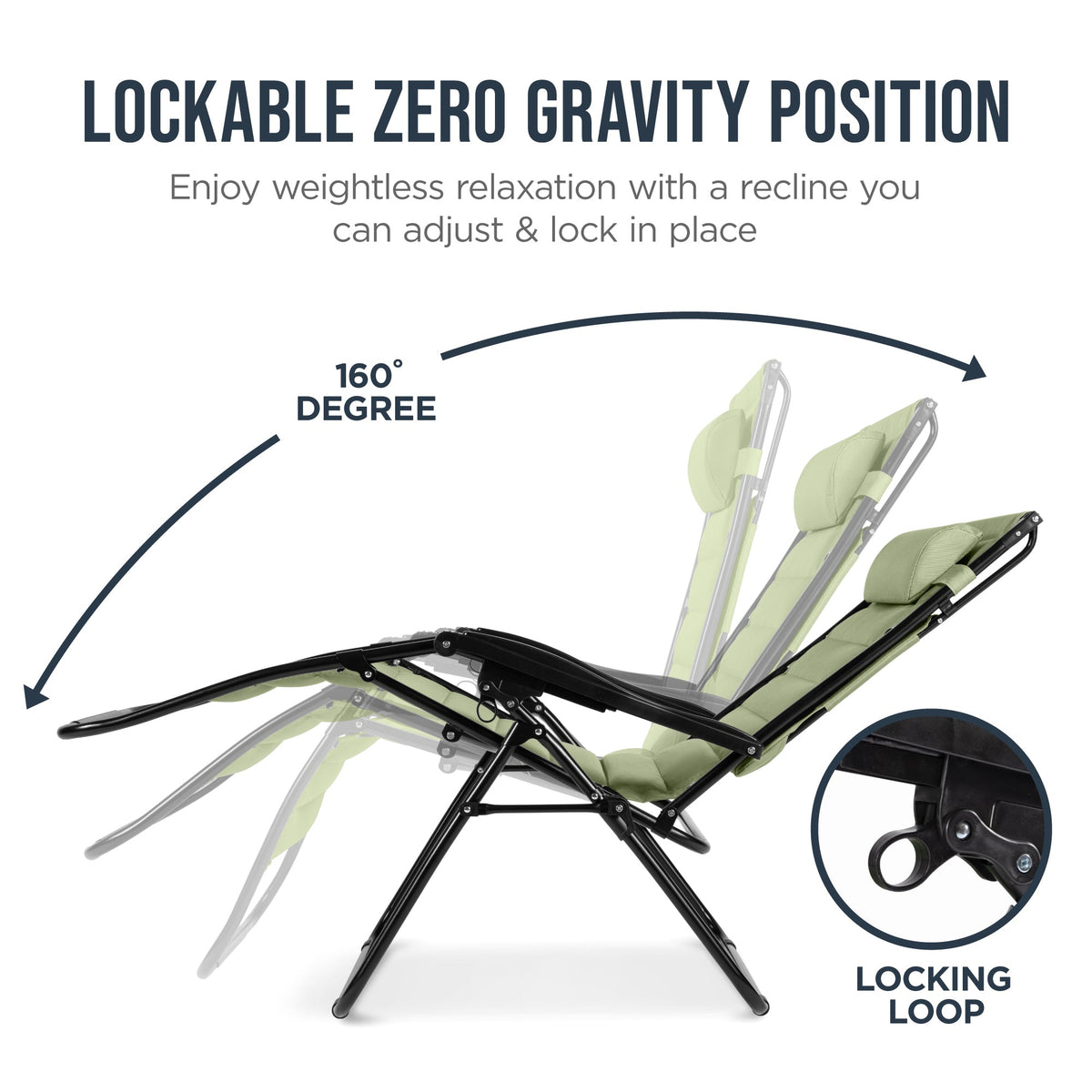Oversized Padded Zero Gravity Chair w/ Canopy Headrest Cup Holder Side Tray